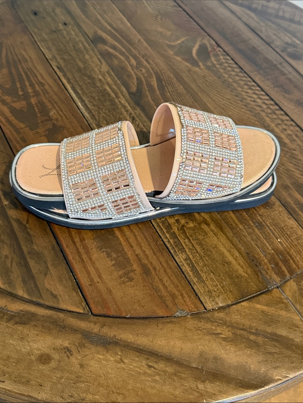 Embellished Pink Slide Sandals - Women